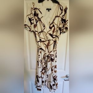 White lauren ralph lauren midi dress with belt